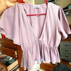 Urban Outfitters Deep V-Neck Cropped Blouse